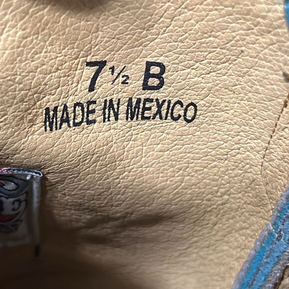 🔥 Yippee Ki Yay Old Gringo Embroidered Turquoise Cowboy Boots - Women's Sz 7.5B - Picture 13 of 15